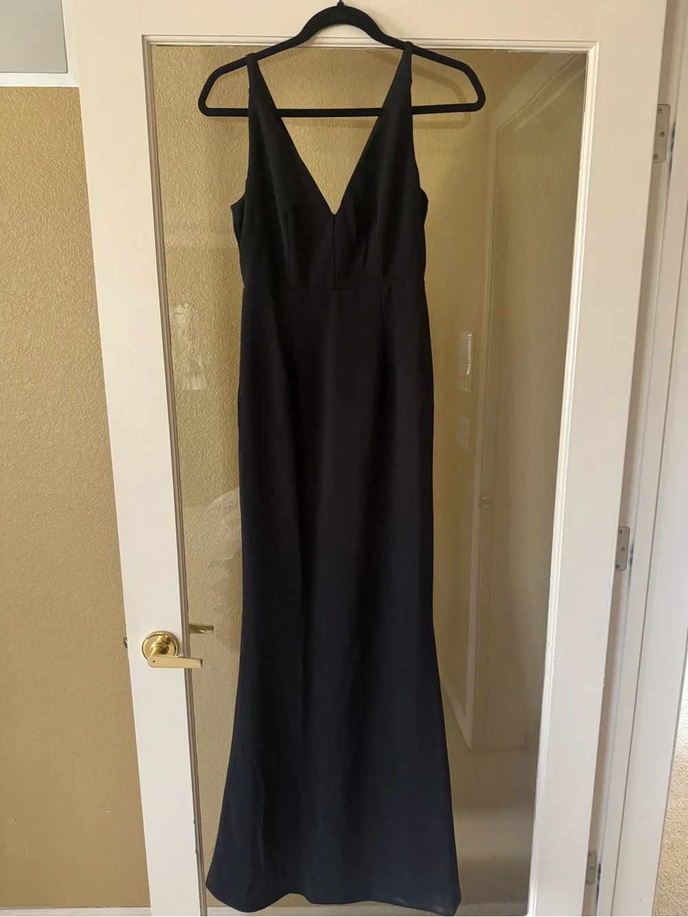 Lulu's Sleek Black V-Neck Maxi Dress Size Small - Picture 2 of 5